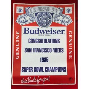 VTG San Francisco SF 49ers 1985 Super Bowl Champions Budweiser Poster Dead Stock